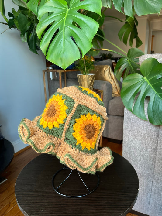 Sunflower Granny Square Hat