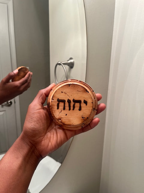 Custom YHWH Wood Burned Coaster Set